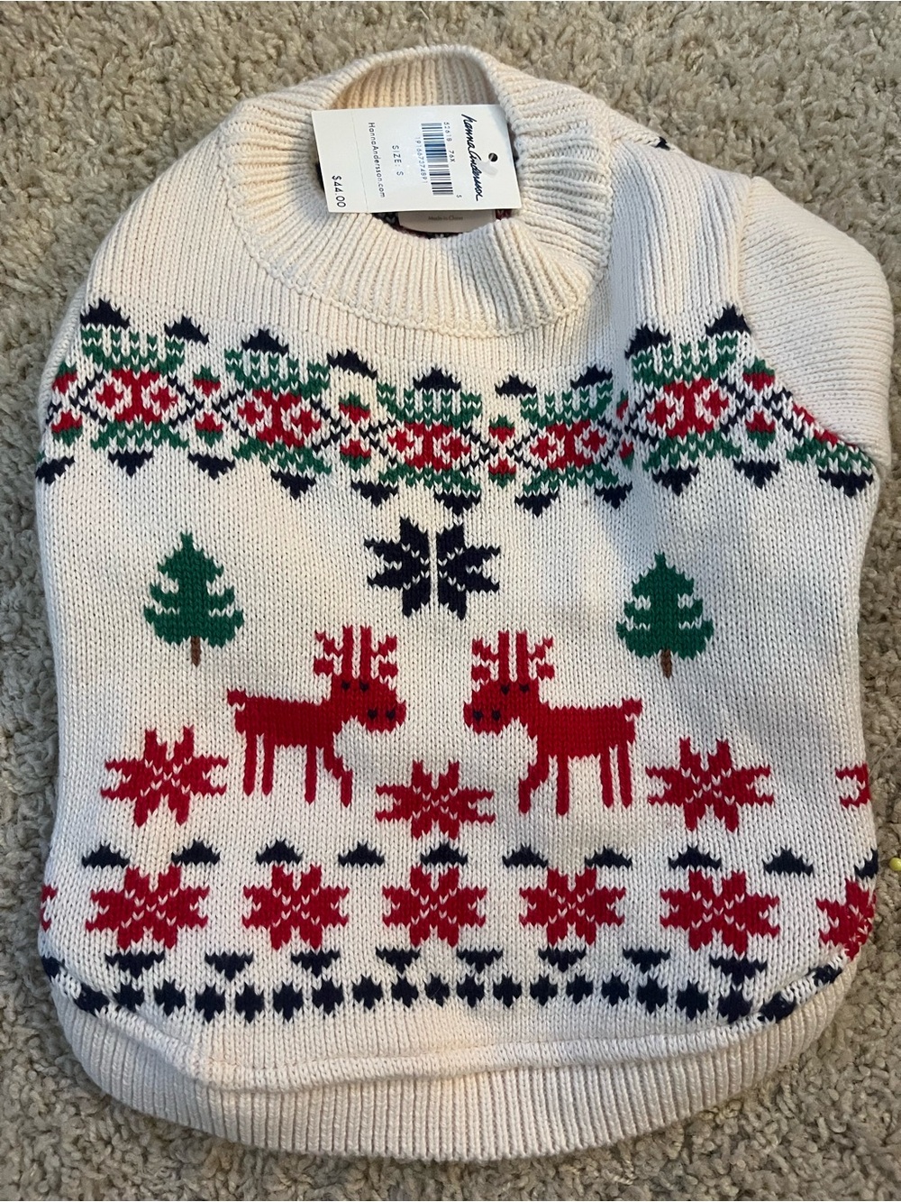 Hanna Andersson Dear Deer Dog Sweater, Size Small